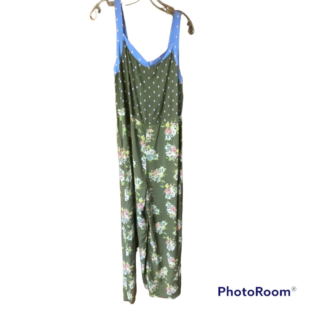 Matilda Jane Jumper Size Small Green Floral Pockets Sleeveless Romper Jumpsuit